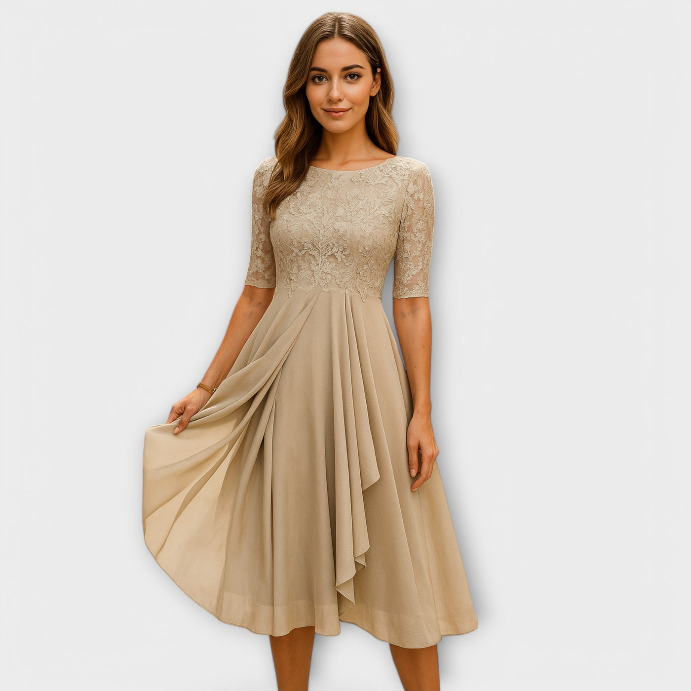 Cindy | Midikleid mit Spitzenmuster