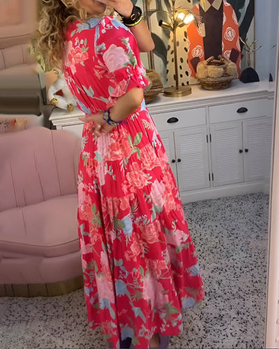 Clara | Kleid mit V-Ausschnitt und fröhlichem Blumendruck
