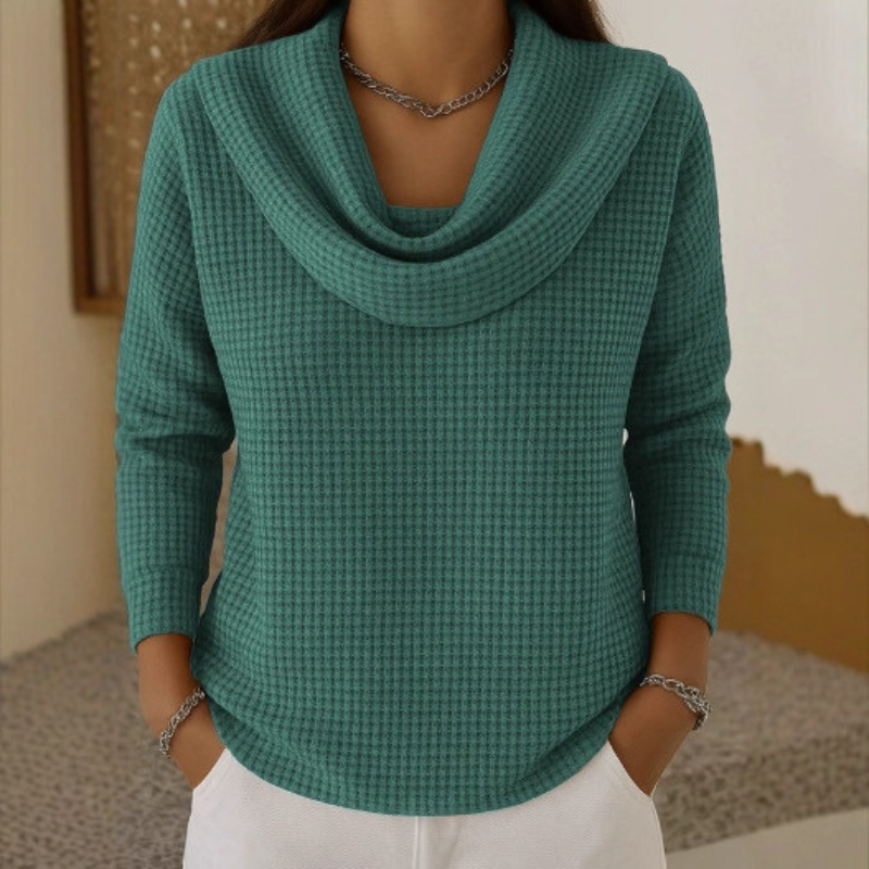 Amber™ – Warme Waffelpullover mit Eleganter Wasserfall-Ausschnitt