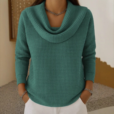 Amber™ – Warme Waffelpullover mit Eleganter Wasserfall-Ausschnitt