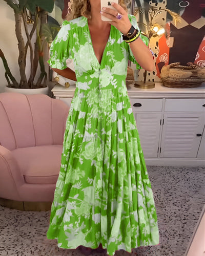 Clara | Kleid mit V-Ausschnitt und fröhlichem Blumendruck
