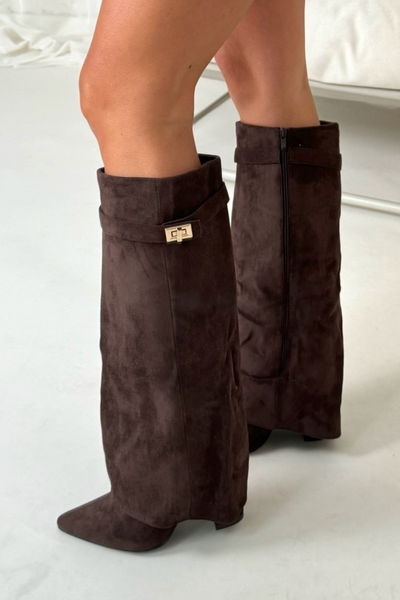 Solana | Kunstwildleder-Stiefel mit Umschlag