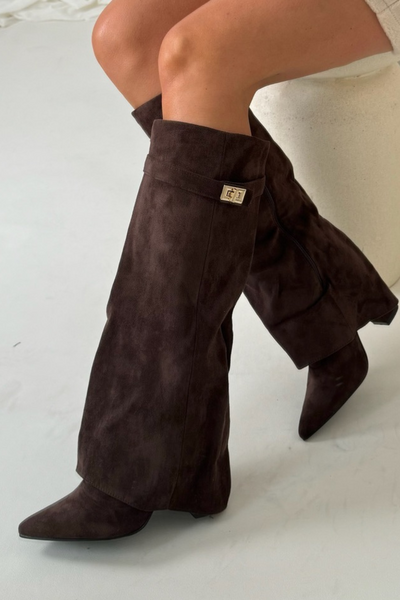 Solana | Kunstwildleder-Stiefel mit Umschlag