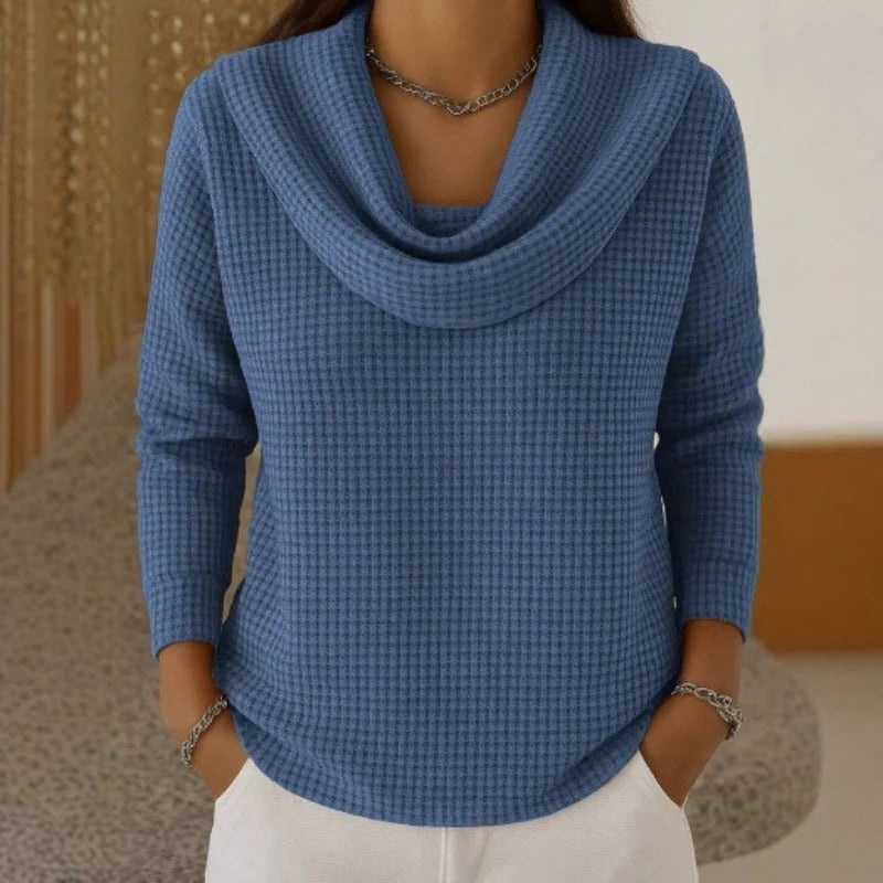 Amber™ – Warme Waffelpullover mit Eleganter Wasserfall-Ausschnitt