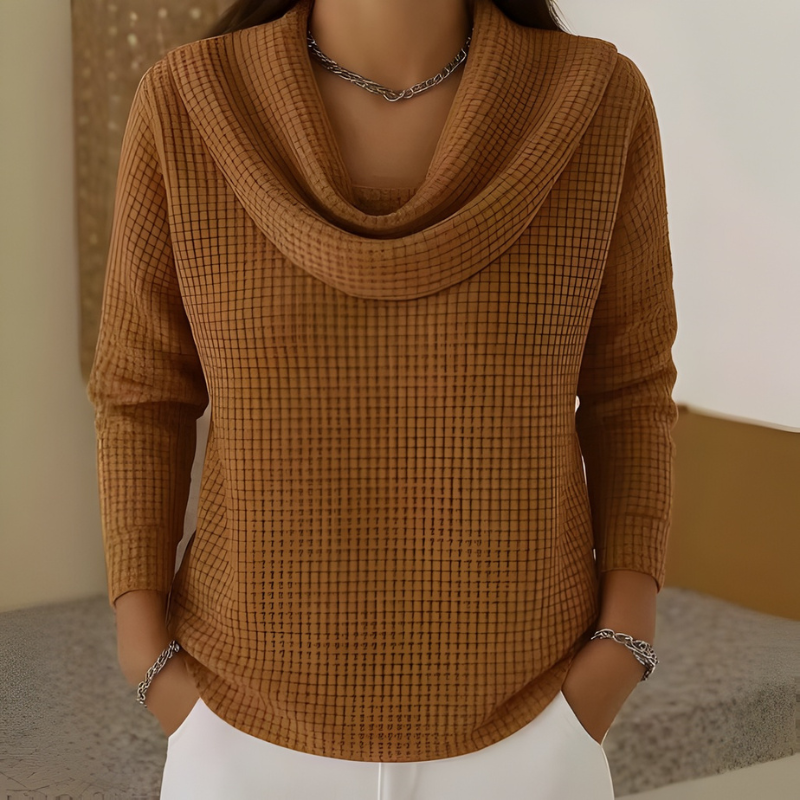 Amber™ – Warme Waffelpullover mit Eleganter Wasserfall-Ausschnitt