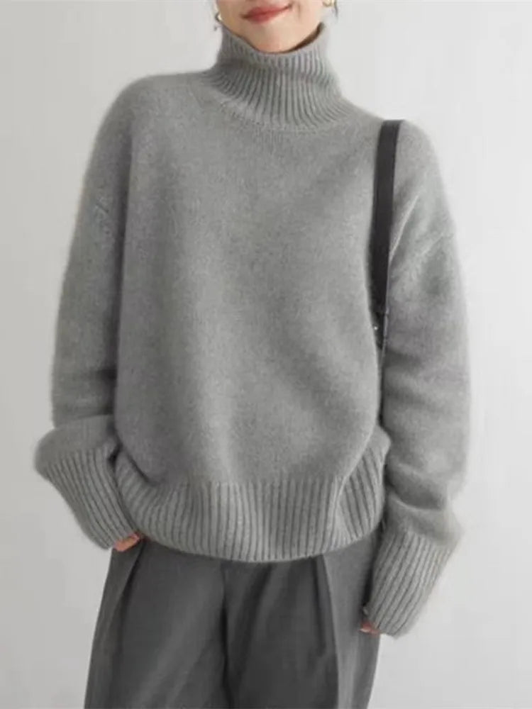 Evita | Bequemer Wollrollkragenpullover