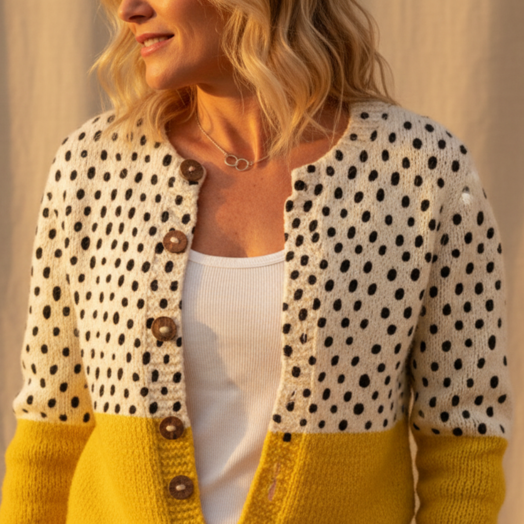 LAURE I Strickjacke in Gelb & Creme