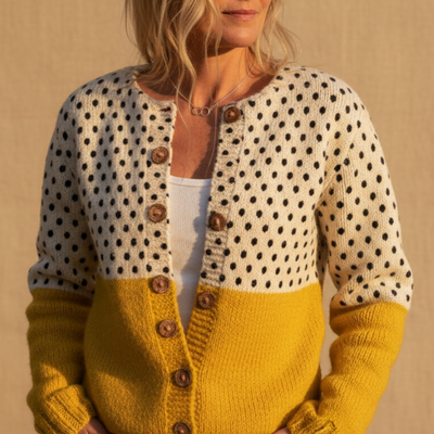 LAURE I Strickjacke in Gelb & Creme