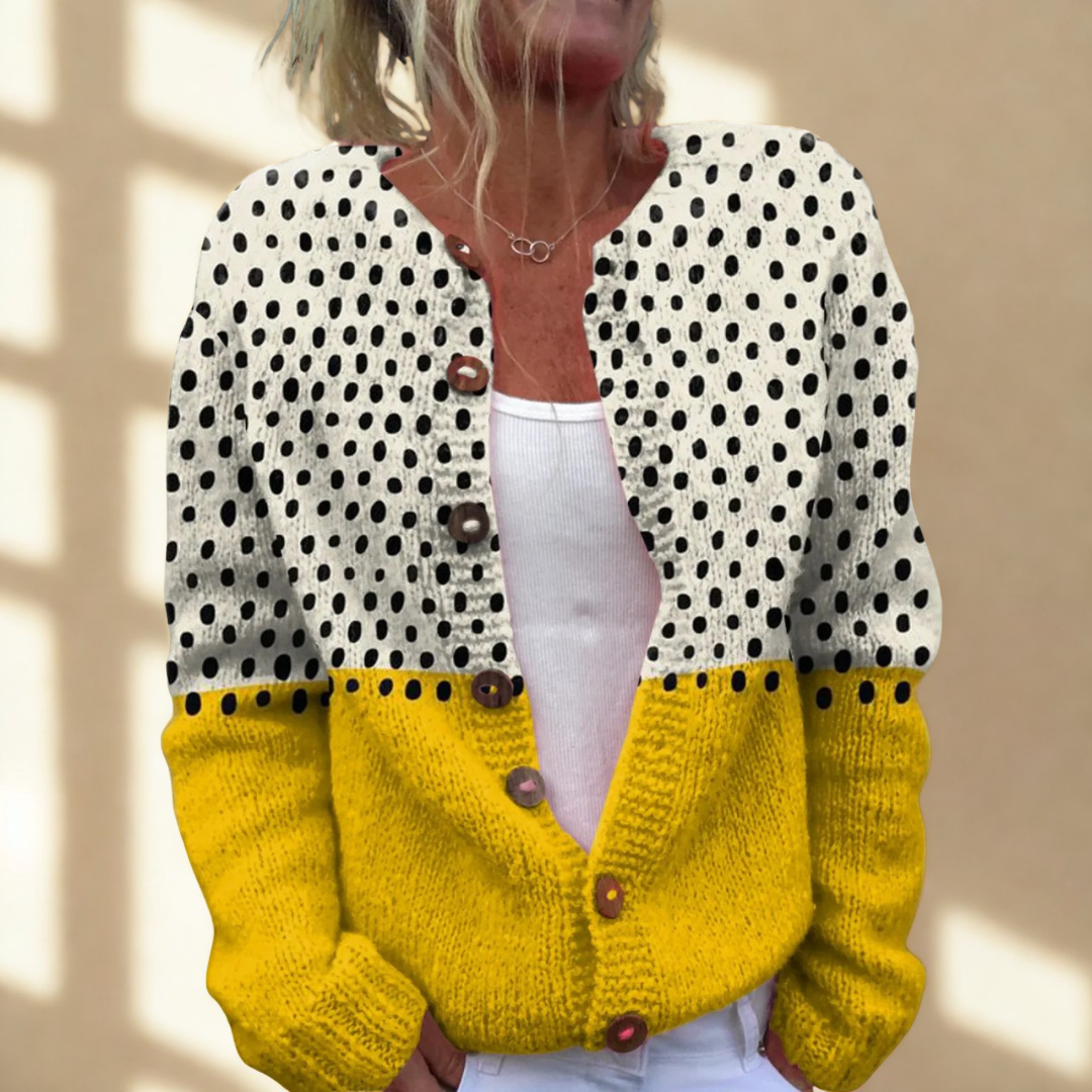 LAURE I Strickjacke in Gelb & Creme