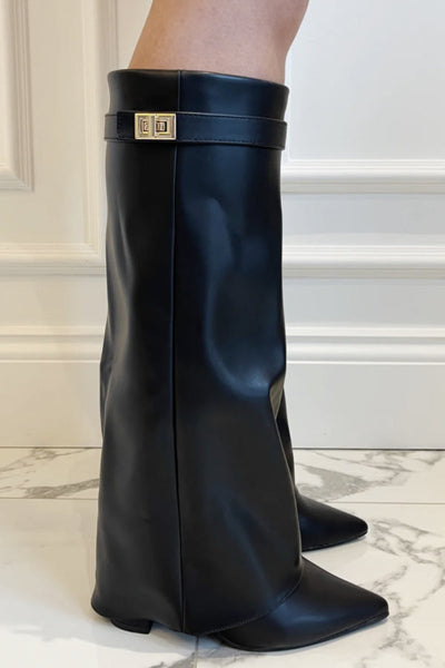 Solana | Kunstwildleder-Stiefel mit Umschlag