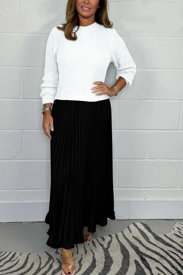Claudia - Maxikleid mit Pullover und plissierter Rock