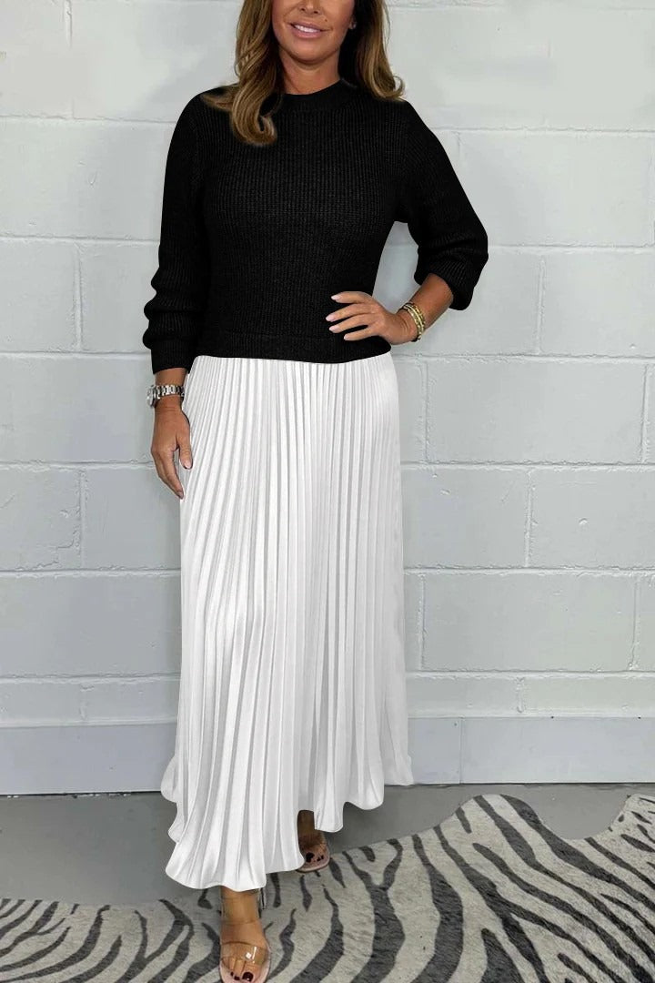 Claudia - Maxikleid mit Pullover und plissierter Rock