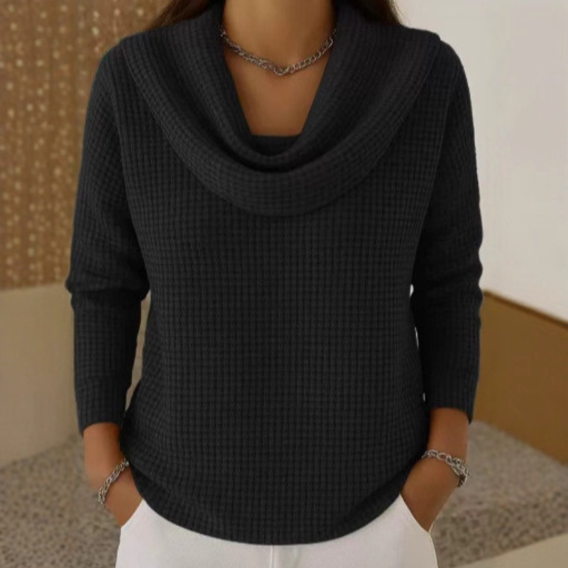 Amber™ – Warme Waffelpullover mit Eleganter Wasserfall-Ausschnitt