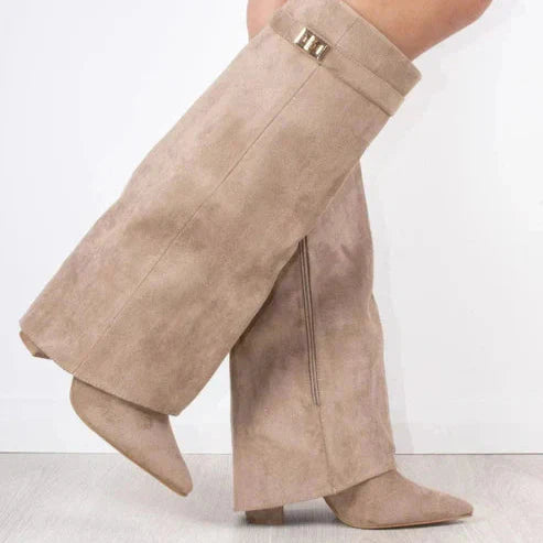 Solana | Kunstwildleder-Stiefel mit Umschlag