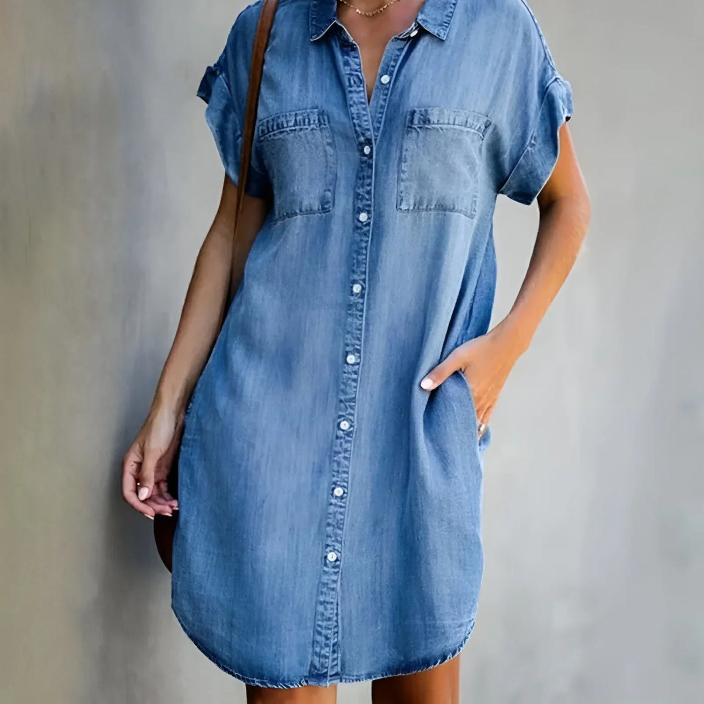 Andrea | Entspanntes Hemdkleid mit Knopfverschluss