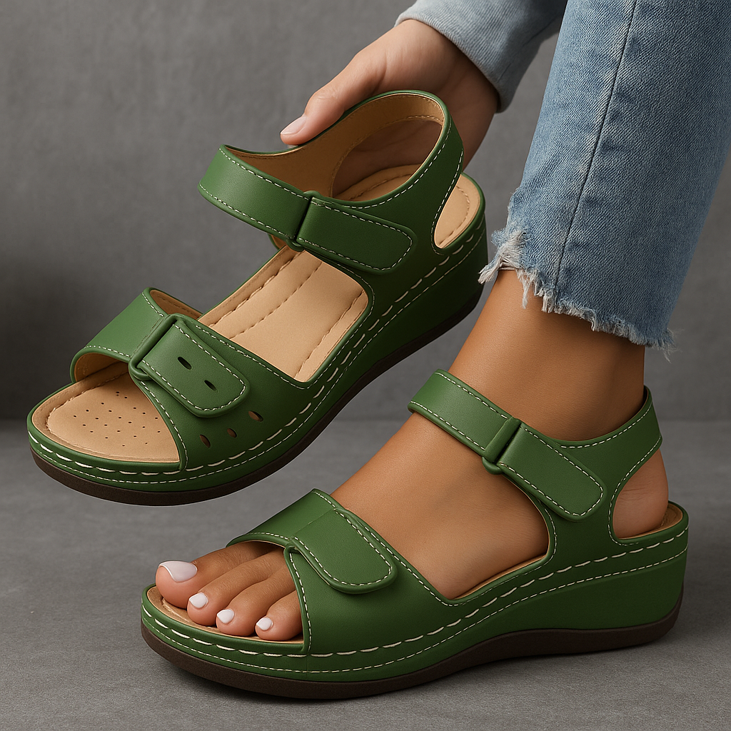 Frieda | Unterstützende Sandalen mit Keilabsatz