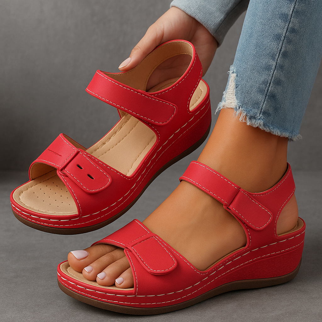 Frieda | Unterstützende Sandalen mit Keilabsatz