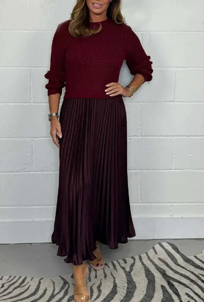Claudia - Maxikleid mit Pullover und plissierter Rock